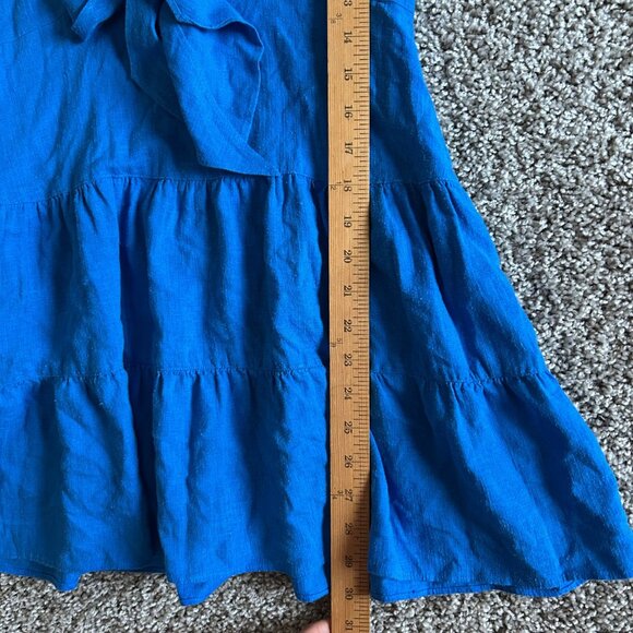 Alice + Olivia Womens Sz 4 Mila Blue Linen-Blend Mini Dress - Picture 12 of 14